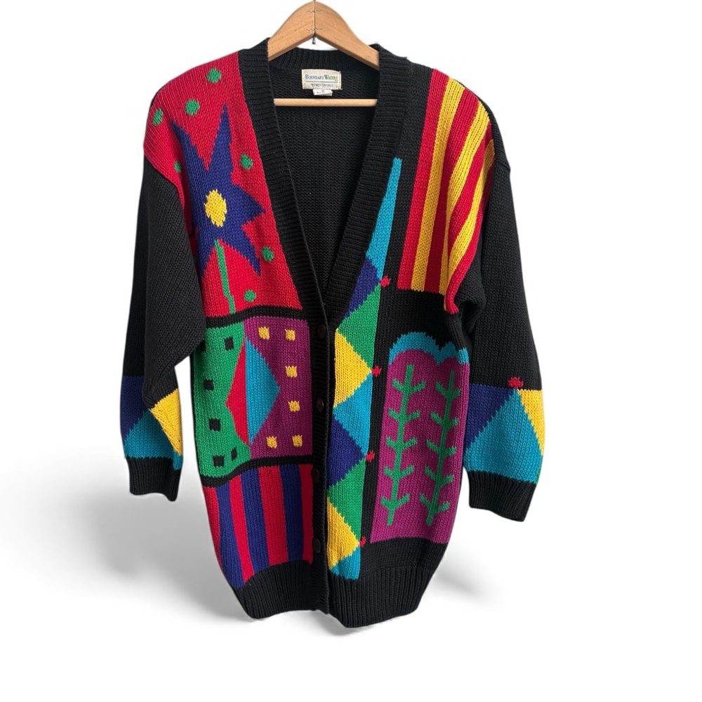 Vintage 90s Boundary Waters Abstract Ramie Cardigan Sweater Women’s 1X